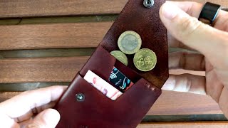 Best minimalist leather wallet Cash coins and cards Unique design Practical [upl. by Eidok]