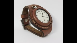 Antique WW1 times New Leather STRAP Band WRISTBAND For Pocket Watch 50mm WWII [upl. by Budd452]