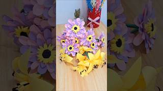 Paper Flower Vase 💛diy craft handmade [upl. by Anelec39]