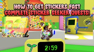 HOW TO GET STICKERS FAST  COMPLETE STICKER SEEKER QUESTS  Bee Swarm Simulator Roblox [upl. by Anirrok332]