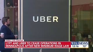 Lyft and Uber to cease operations in Minneapolis after new minimum wage law [upl. by Sualocin]