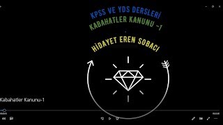 Kabahatler Kanunu 1  Hidayet Eren SOBACI [upl. by Elacim]