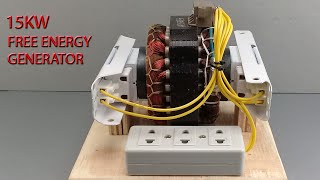 I make 220v 15kw amazing electric generator from washing machine motor with light bulb transformer [upl. by Vona]