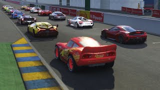 Lightning McQueen Crazy vs Sports Cars at La Sarthe No Chicane [upl. by Elleirad]