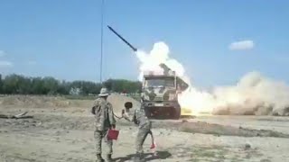 Azerbaijani soldiers firing Israeli made LAR160 rockets towards Armenia [upl. by Lledniuq456]