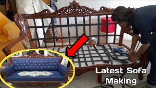 How to make latest wood sofa fabric cushion design making 2024 simplesofamaking sofadesign cushion [upl. by Herr]