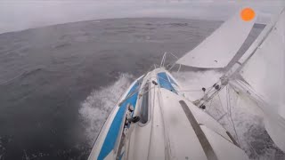 Venture 222 in 40 Knots With Storm Jib and Two Reefs [upl. by Hurty]