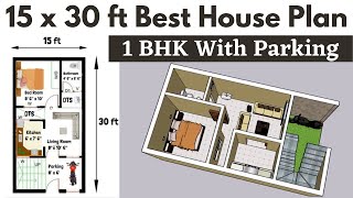 15x30 House Plan  15x30 House Design  450 sq ft Ghar Ka Naksha  15 x 30 House 3d animation [upl. by Furtek94]