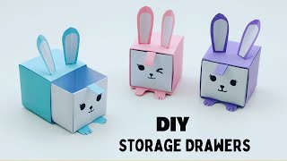 DIY MINI PAPER DRAWERS  PAPER CRAFT SMALL ORIGAMI STORAGE BOX DIY  DESK ORGANIZER DRAWER [upl. by Hole]