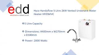 Hyco Handyflow 5L 2kW Vented Undersink Water Heater Efficient Hot Water Solution [upl. by Kaiulani]