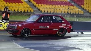 EL SNIPER 7 SEC 13B TURBO ROTARY POWERED TOYOTA STARLET SYDNEY DRAGWAY 1492013 [upl. by Eislehc]