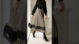 pleated skirt winter look dress style [upl. by Ridgley]