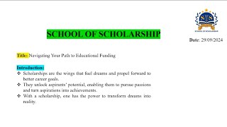 How to Secure Foreign scholarship  School of Scholarship  Basic Guidelines [upl. by Ardelis549]