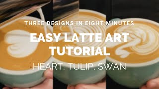 Barista Latte Art Training Hearts Tulips and Swans Easy for beginnerintermediate [upl. by Gollin546]