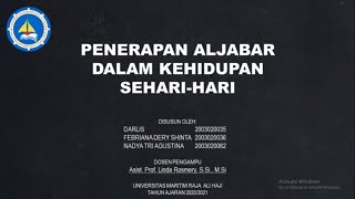 Penerapan Aljabar dalam kehidupan seharihari [upl. by Dani408]