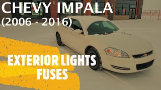 Chevy Impala  EXTERIOR LIGHTS FUSES Low Beam High Beam Turn Lights Stop Lights Parking Lights [upl. by Chuu]