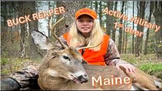 Buck amp Doe Harvest in Maine with First time Lady Hunter Active Military [upl. by Ladnek613]