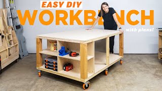 The Heart Of My Workshop  EASY DIY Workbench Mobile with Storage And Plans [upl. by Anoyi]