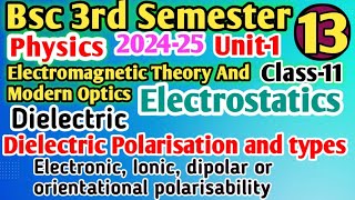 L11 Dielectric polarisation and types Bsc 3rd Sem Physics Electromagnetic theory and modern optics [upl. by Niraj]