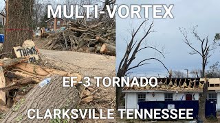 Cleanup In Clarksville Tennessee After MultiVortex EF3 Tornado [upl. by Dyer]