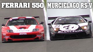 Ferrari 550 GT1 vs Lamborghini Murcielago RSV  V12 Sound Comparison  SpaFrancorchamps [upl. by Nnayar]