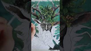 Painting Tutorial Cernunnos Lord of the Forest TIMELAPSE ART [upl. by Onig216]