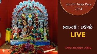 মহানবমী  চণ্ডীপাঠ  LIVE  Cardboard Durga Puja 2024  Sayans art zone [upl. by Onavlis190]