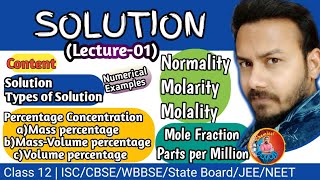 Solution  Normality  Molarity  Molality  Mole Fraction  Parts per Million [upl. by Apfelstadt783]