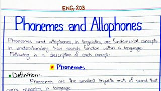 Phonemes and Allophones ENG203 linguistics 3rdsemester pu [upl. by Otiragram]