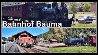 Rundgang bei der historischen Bahnhofshalle des Bahnhof Bauma  Dampfbahn Zürcher Oberland DVZO [upl. by Oninrutas]