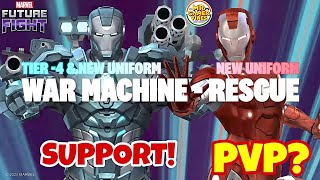 WAR MACHINE T4 NEW UNIFORM amp RESCUE NEW UNIFORM  September Sneak Peek 1  Marvel Future Fight [upl. by Otrevogir]