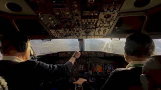 Cockpit view Boeing 737 approach and landing Innsbruck Austria RWY 08 winter morning [upl. by Ytteb]