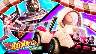 ¡La gran Carrera de ocho brazos Los autos de los personajes de Marvel en el Hot Wheels Racerverse [upl. by Claudian800]