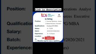 TCS Job 2022  Graduate  PG  MBA  Latest Jobs  IT Jobs  MBA Jobs [upl. by Drhacir555]