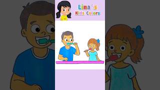 Daddy and Daughter brush their teeth 🪥 Coloring  Kids Songs ✨💖🌟 shorts nurseryrhymes coloring [upl. by Teirtza790]