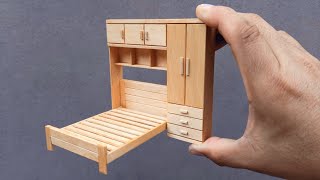 Como Hacer Muebles Miniatura Para Casa De Muñecas  Cama Miniatura De Madera [upl. by Retsub]