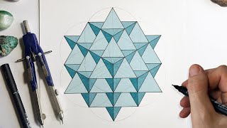 How to draw the 64 star tetrahedron [upl. by Nylodnarb]