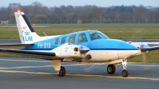 KLM Flight Academy ► Beech Baron 58 ► Takeoff ✈ Groningen Airport Eelde [upl. by Garrick229]