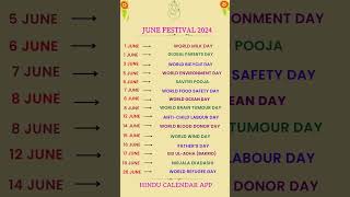 June Festivals 2024  Festival List 2024  Hindu Festivals June 2024  Hindu Calendar App  Tithi [upl. by Sirah234]