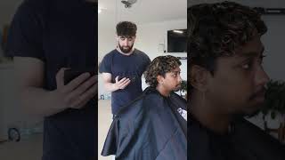 Barber listens to tutorial during haircut 🤣 shorts [upl. by Anehsak517]