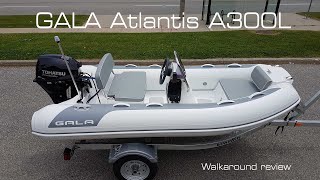 GALA Aluminium hull RIB Atlantis A300L with 20HP motor walk around [upl. by Schriever]