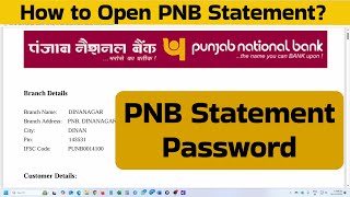 What is PNB Statement Password How to Open Punjab National Bank Statement PDF [upl. by Elpmid]