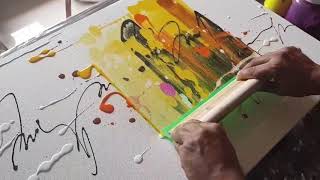 Abstract painting  Just using rubber Squeegee  Acrylics  Demonstration [upl. by Pampuch541]