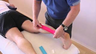 How to treat a Calf strain GastrocnemiusSoleus using Kinesiology Tape [upl. by Lamraj447]