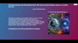 Schlafprobleme bei Schüchternheit Wie introvertierte Babys besser schlafen können [upl. by Grassi401]