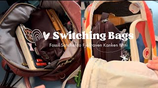 Switching Bags Fossil Satchel to Fjallraven Kanken Mini [upl. by Suilienroc]