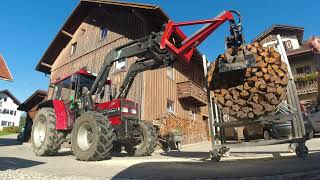 Brennholz schneidenStihl 056BündelgerätKellerschacht aushebenCase IHKettenzug Firewood storage [upl. by Lottie333]