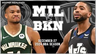 Milwaukee Bucks vs Brooklyn Nets Full Game Highlights  Dec 27  2024 NBA Season [upl. by Ledairam]