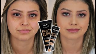 NYX BORN TO GLOW NATURALLY RADIANT FOUNDATION AND RADIANT CONCEALER  REVIEW  WEAR TEST [upl. by Aivekal]