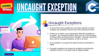 Uncaught exception in c  hindi  coding genius [upl. by Yrrol]